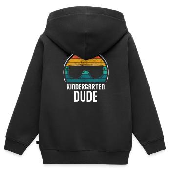 Maternelle Dude Drôle Pré Scolaire Bff - Sweat Premium à capuche zippé enfant bio - noir - Dos - AI Model Kid Male (0cm)