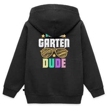Maternelle Dude Drôle Pré Scolaire Bff - Sweat Premium à capuche zippé enfant bio - noir - Dos - AI Model Kid Male (0cm)