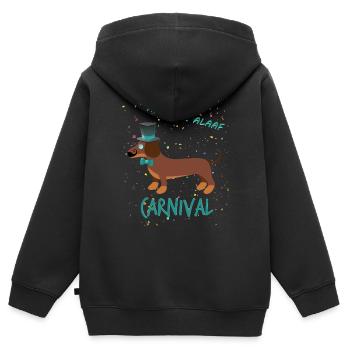 Gentleman, Teckel, Carnaval, Carnaval, Helau Alaaf - Sweat Premium à capuche zippé enfant bio - noir - Dos - AI Model Kid Male (0cm)
