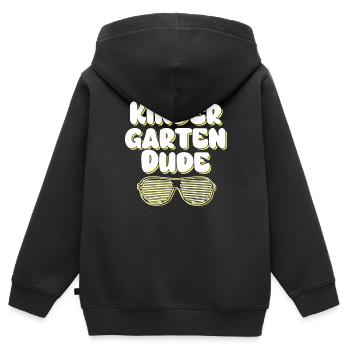 Maternelle Dude Drôle Pré Scolaire Bff - Sweat Premium à capuche zippé enfant bio - noir - Dos - AI Model Kid Male (0cm)