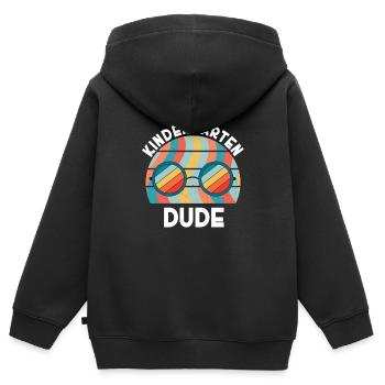 Maternelle Dude Drôle Pré Scolaire Bff - Sweat Premium à capuche zippé enfant bio - noir - Dos - AI Model Kid Male (0cm)