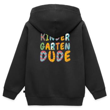 Maternelle Dude Drôle Pré Scolaire Bff - Sweat Premium à capuche zippé enfant bio - noir - Dos - AI Model Kid Male (0cm)