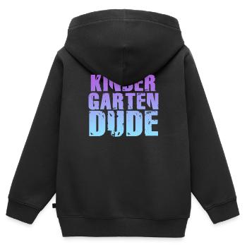 Maternelle Dude Drôle Pré Scolaire Bff - Sweat Premium à capuche zippé enfant bio - noir - Dos - AI Model Kid Male (0cm)