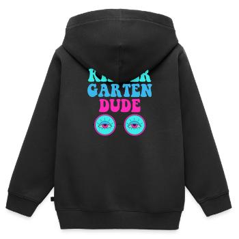 Maternelle Dude Drôle Pré Scolaire Bff - Sweat Premium à capuche zippé enfant bio - noir - Dos - AI Model Kid Male (0cm)