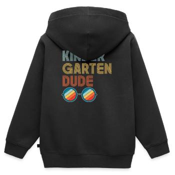 Maternelle Dude Drôle Pré Scolaire Bff - Sweat Premium à capuche zippé enfant bio - noir - Dos - AI Model Kid Male (0cm)