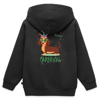 Teckel, Carnaval, Carnaval, Helau, Alaaf - Sweat Premium à capuche zippé enfant bio - noir - Dos - AI Model Kid Male (0cm)