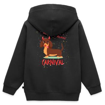 Teckel, Carnaval, Carnaval, Helau, Alaaf, Diable - Sweat Premium à capuche zippé enfant bio - noir - Dos - AI Model Kid Male (0cm)