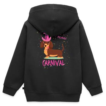 Teckel, Carnaval, Carnaval, Helau, Alaaf, Western - Sweat Premium à capuche zippé enfant bio - noir - Dos - AI Model Kid Male (0cm)