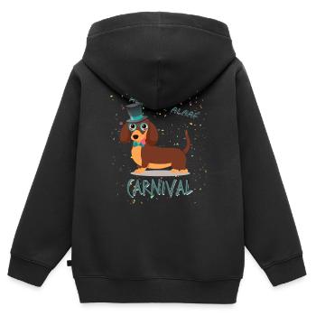 Gentleman, Teckel, Carnaval, Carnaval, Helau Alaaf - Sweat Premium à capuche zippé enfant bio - noir - Dos - AI Model Kid Male (0cm)