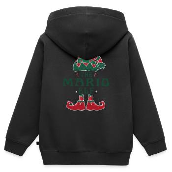 Le pyjama Mario Elf pour des vacances de Noël amusantes - Sweat Premium à capuche zippé enfant bio - noir - Dos - AI Model Kid Male (0cm)