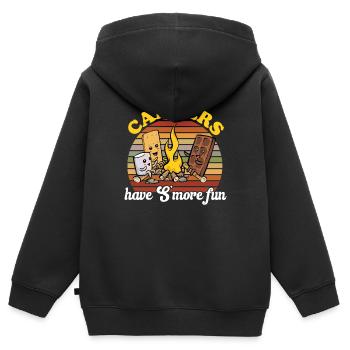 S'more Campfire Marshmallow Camping - Sweat Premium à capuche zippé enfant bio - noir - Dos - AI Model Kid Male (0cm)