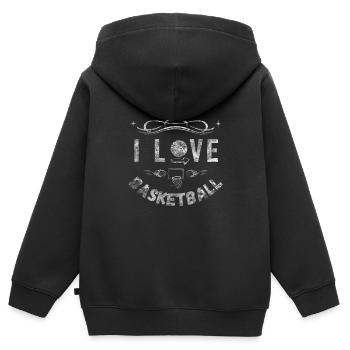 Basketball-Enthusiast - "Ich liebe Basketball" - Kinder Premium Organic Zip Hoodie - Schwarz - Hinten - AI Model Kid Male (0cm)