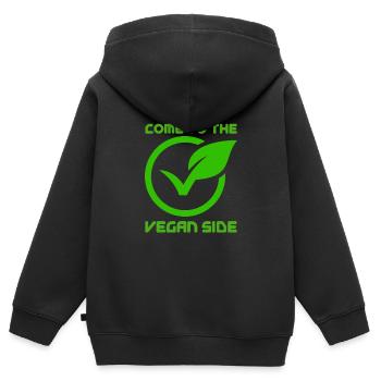 Come to the vegan side, veganuary Tierschützerin - Kinder Premium Organic Zip Hoodie - Schwarz - Hinten - AI Model Kid Male (0cm)