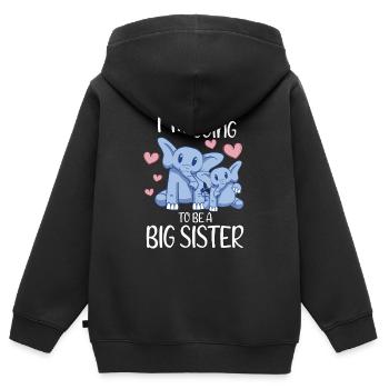 Promu à Going To Be A Big Sister Cute Elephant - Sweat Premium à capuche zippé enfant bio - noir - Dos - AI Model Kid Male (0cm)