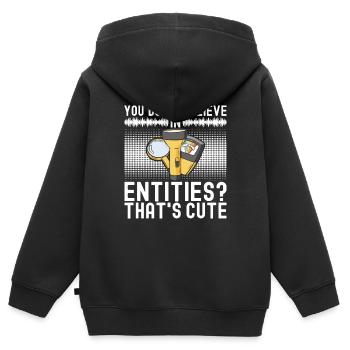 Enquêteur paranormal Chasse aux fantômes - Sweat Premium à capuche zippé enfant bio - noir - Dos - AI Model Kid Male (0cm)