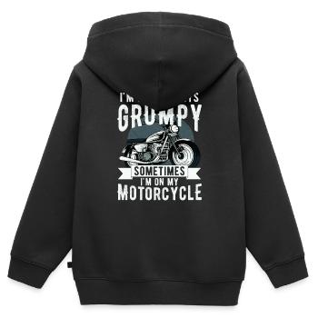 Ich bin nicht immer mürrisch, manchmal bin ich auf der Kippe - Kinder Premium Organic Zip Hoodie - Schwarz - Hinten - AI Model Kid Male (0cm)