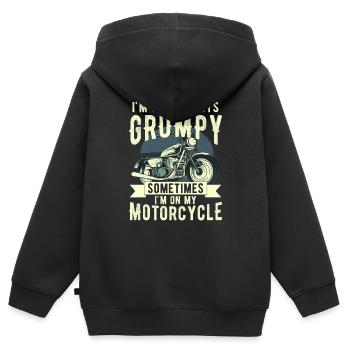 Ich bin nicht immer mürrisch, manchmal bin ich auf der Kippe - Kinder Premium Organic Zip Hoodie - Schwarz - Hinten - AI Model Kid Male (0cm)
