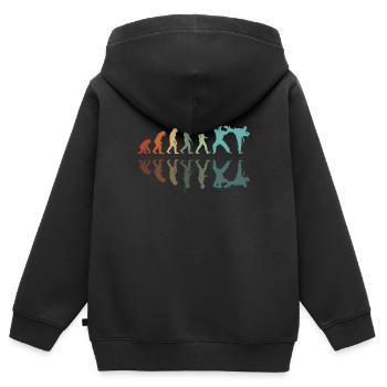 Karate Evolution - Premium børne zip-hættetrøje økologisk - sort - Bagpå - AI Model Kid Male (0cm)