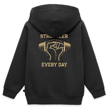 FITNESSSTUDIO JEDEN TAG - Kinder Premium Organic Zip Hoodie - Schwarz - Hinten - AI Model Kid Male (0cm)