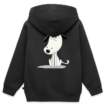 Okô, der skeptische Hund - Kinder Premium Organic Zip Hoodie - Schwarz - Hinten - AI Model Kid Male (0cm)