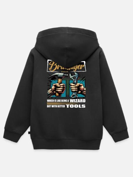 Bricklayer Beruf Spruch Arbeiter - Kinder Premium Organic Zip Hoodie - Schwarz