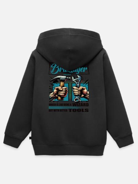 Bricklayer Beruf Spruch Arbeiter - Kinder Premium Organic Zip Hoodie - Schwarz