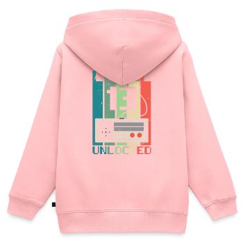 Level 13 freigeschaltet - Kinder Premium Organic Zip Hoodie - Rosa - Hinten - AI Model Kid Female (0cm)