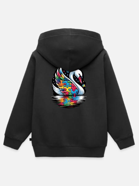 Autism Awareness puzzles piece - Kinder Premium Organic Zip Hoodie - Schwarz