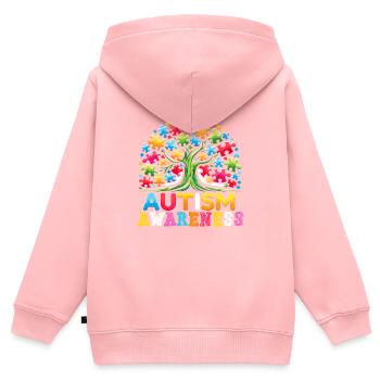 Autism Awareness puzzles piece - Kids Premium Organic Zip-up Hoodie - rose - Back - AI Model Kid Female (0cm)