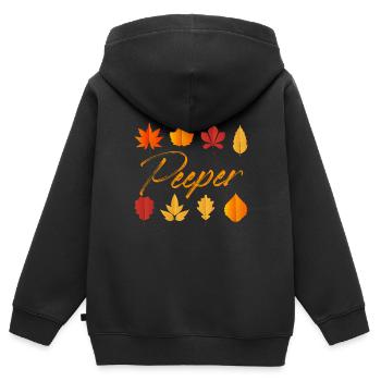 Peeper Tree Leaves Collector Fall Season Peeping - Kinder Premium Organic Zip Hoodie - Schwarz - Hinten - AI Model Kid Male (0cm)