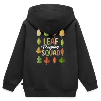 Leaf Peeping Squad Autumn Leaf Peeper - Sweat Premium à capuche zippé enfant bio - noir - Dos - AI Model Kid Male (0cm)