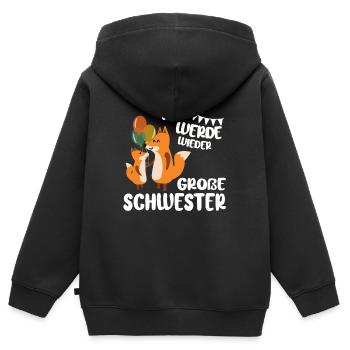 Ich werde wieder Große Schwester Ankündigung - Kinder Premium Organic Zip Hoodie - Schwarz - Hinten - AI Model Kid Male (0cm)