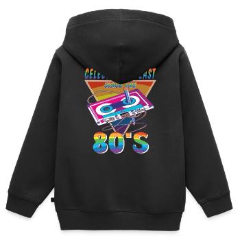 KASSETTE CELEBRATION BEAST 80ER - Kinder Premium Organic Zip Hoodie - Schwarz - Hinten - AI Model Kid Male (0cm)