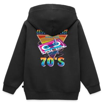 KASSETTE CELEBRATION BEAST 70ER - Kinder Premium Organic Zip Hoodie - Schwarz - Hinten - AI Model Kid Male (0cm)