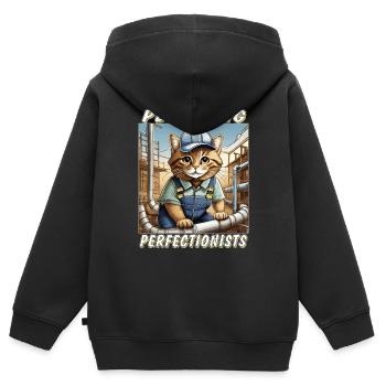 Perfectionnistes de la plomberie CAT - Sweat Premium à capuche zippé enfant bio - noir - Dos - AI Model Kid Male (0cm)