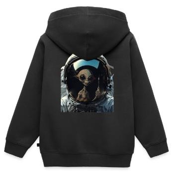 Astronaute hilarant drôle d’enlèvement extraterrestre - Sweat Premium à capuche zippé enfant bio - noir - Dos - AI Model Kid Male (0cm)