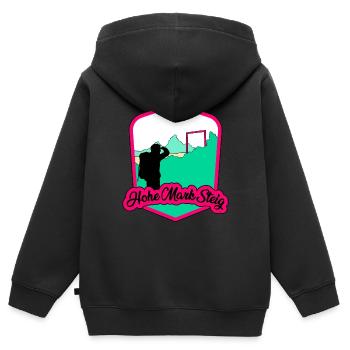 Hohe Mark Steig - Kinder Premium Organic Zip Hoodie - Schwarz - Hinten - AI Model Kid Male (0cm)