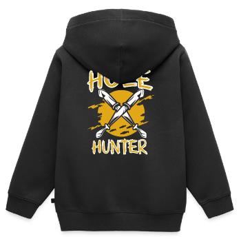 PEOPLE LOCHBAGGER - Kinder Premium Organic Zip Hoodie - Schwarz - Hinten - AI Model Kid Male (0cm)