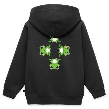 Kleiner Frosch - Kinder Premium Organic Zip Hoodie - Schwarz - Hinten - AI Model Kid Male (0cm)