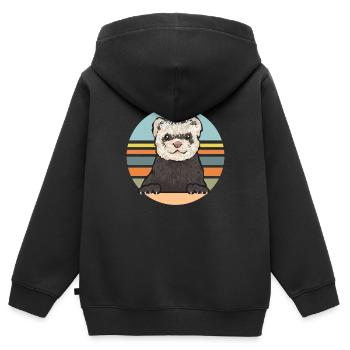Furet, propriétaire de furet - Sweat Premium à capuche zippé enfant bio - noir - Dos - AI Model Kid Male (0cm)