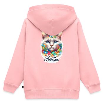 Autism Awareness puzzles piece - Kids Premium Organic Zip-up Hoodie - rose - Back - AI Model Kid Female (0cm)