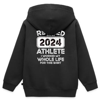Retired Athlete 2024 - Kinder Premium Organic Zip Hoodie - Schwarz - Hinten - AI Model Kid Male (0cm)