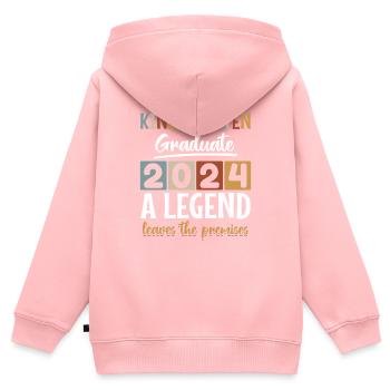 Fier diplômé de la maternelle 2024 - Sweat Premium à capuche zippé enfant bio - rose - Dos - AI Model Kid Female (0cm)