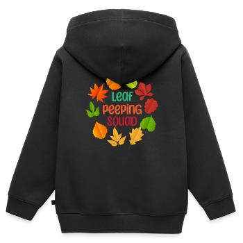 Leaf Peeping Squad Autumn Leaf Peeper - Sweat Premium à capuche zippé enfant bio - noir - Dos - AI Model Kid Male (0cm)