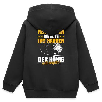 Reichet mir die rute ihr der könig will angeln! - Kinder Premium Organic Zip Hoodie - Schwarz - Hinten - AI Model Kid Male (0cm)
