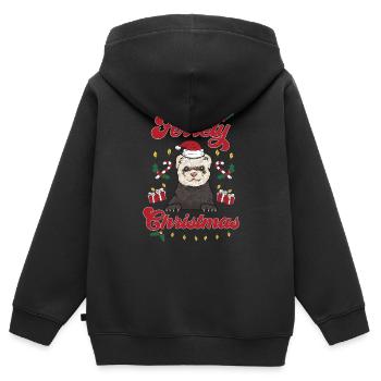 Furet, propriétaire de furet - Sweat Premium à capuche zippé enfant bio - noir - Dos - AI Model Kid Male (0cm)