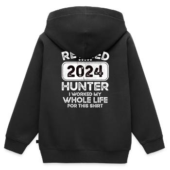 Retired Hunter 2024 - Kinder Premium Organic Zip Hoodie - Schwarz - Hinten - AI Model Kid Male (0cm)