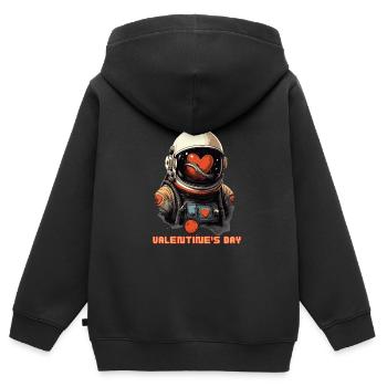 Kosmischer Valentinstag - Kinder Premium Organic Zip Hoodie - Schwarz - Hinten - AI Model Kid Male (0cm)