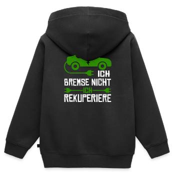 Ich Bremse Nicht Ich Rekuperiere - Kinder Premium Organic Zip Hoodie - Schwarz - Hinten - AI Model Kid Male (0cm)