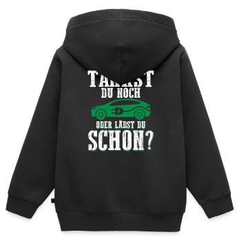 Tankst Du Noch Oder Lädst Du Schon? - Kinder Premium Organic Zip Hoodie - Schwarz - Hinten - AI Model Kid Male (0cm)